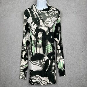 Norma Kamali Dress Womens S Green‎ Black Abstract Artsy Indie Stretch Going Out